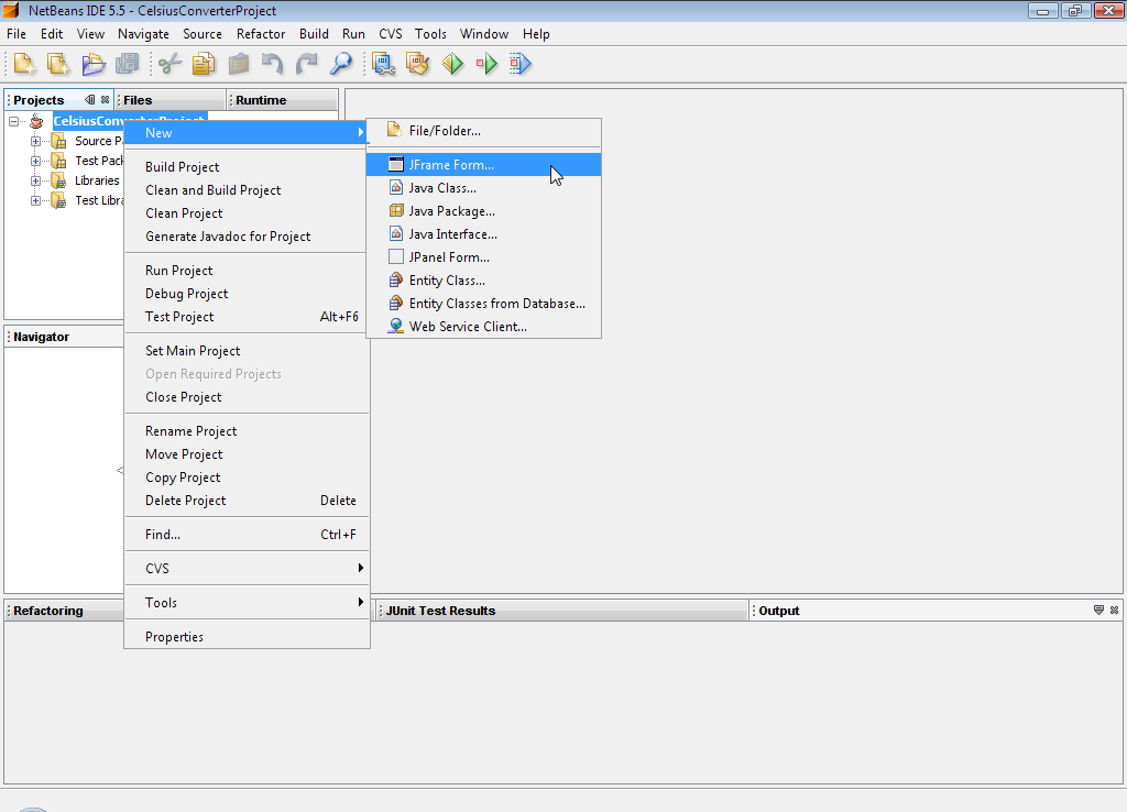 screen shot from NetBeans