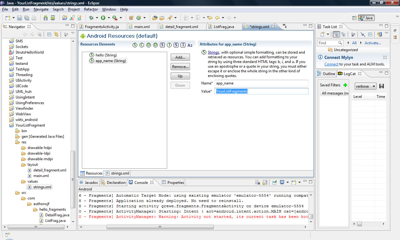 change application name in string.xml file