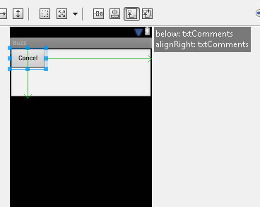 Emulator view of Relative Layout Above