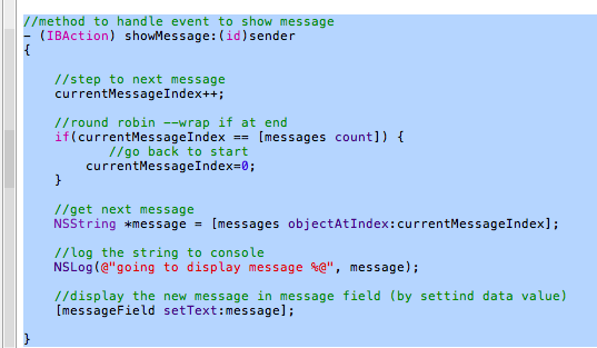 show message code