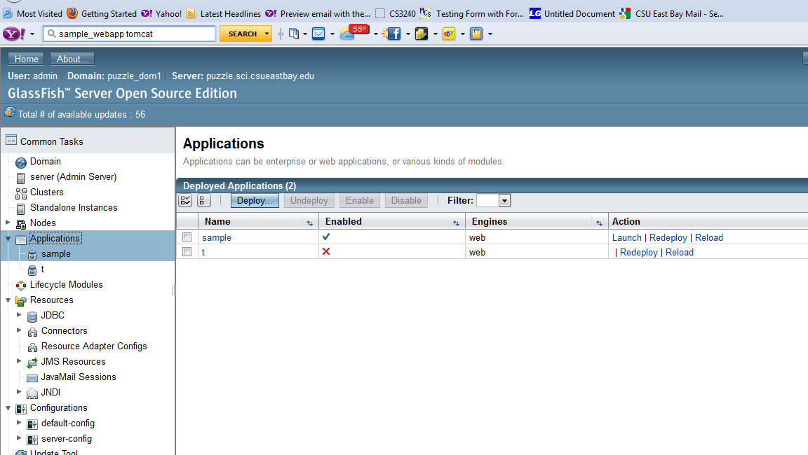 See the application called sample we just deployed is enabled