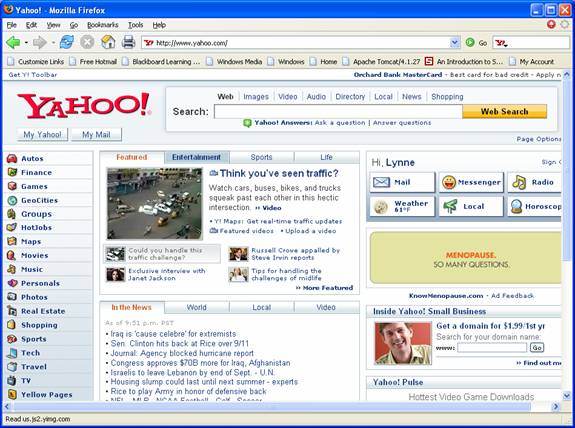 Yahoo entrance page